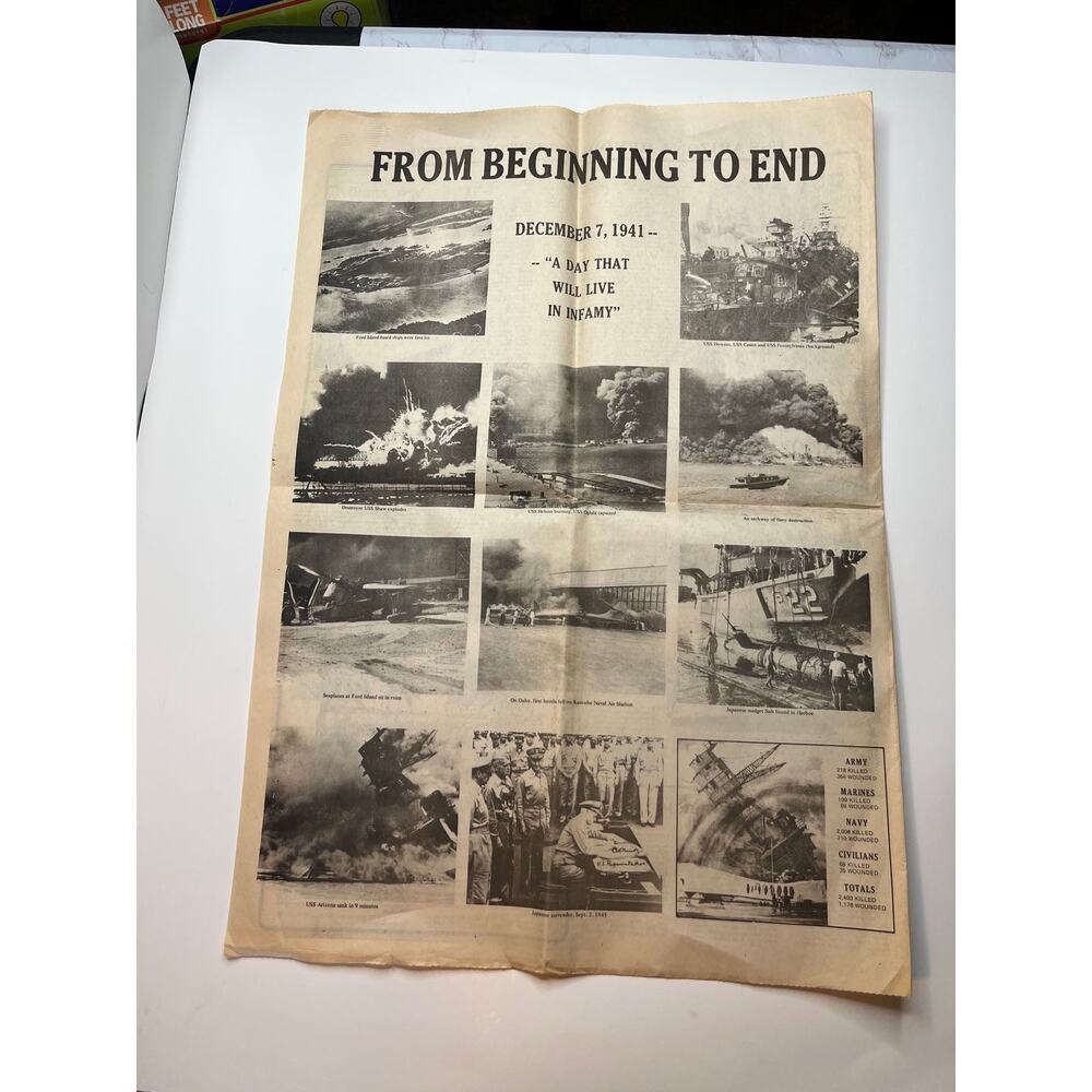 Vintage Pearl Harbor Honolulu Star Reproduction/Reprint Newspaper - Picture 9 of 9